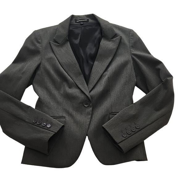 Express Design Studio Grey Button Front Blazer 4 - Picture 1 of 6